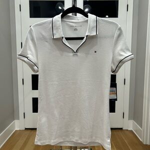 Tommy Hilfiger White Polo with Black Contrast Piping